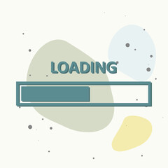 Vector icon loading bar on multicolored background.
