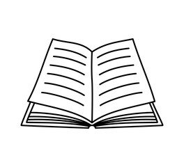 Open book hand drawn with thin line