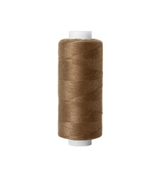 Spool of brown sewing thread isolated on white