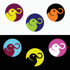 Circle elephant animal logo design 