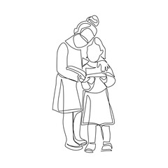 Vector illustration of two girls reading a book