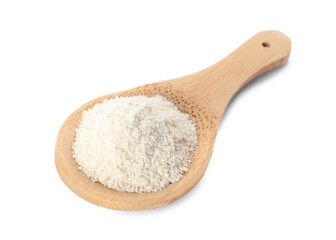 Fototapeta na wymiar Wooden spoon with quinoa flour isolated on white
