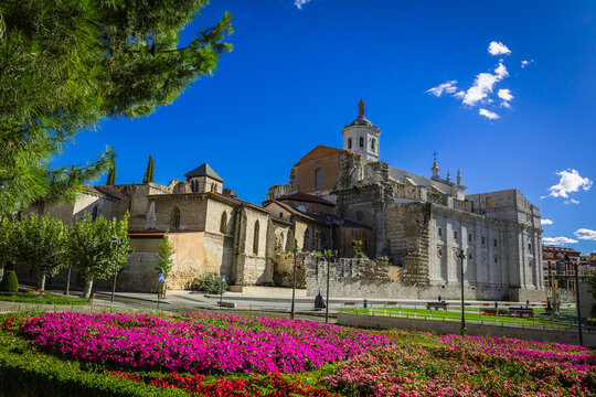 City of Valladolid, Spain. Ciity streets of Valladolid, with the Zorrilla Square, Valladolid Cathedral and St Mary&acute;s Church