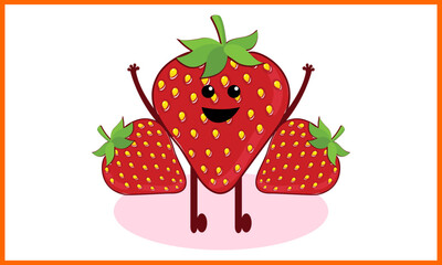 Strawberry Fruit Icon and Vector Illustrations, The Strawberry Fruit Icon Creative Kids, and Strawberry Fruit Icon Theme Vector Illustration.