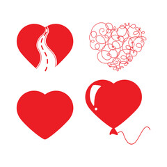 Set of unusual hearts in red. Original hearts for Valentine's Day.