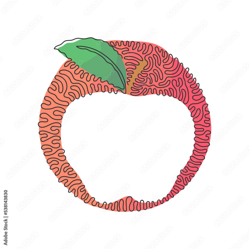 Aufkleber single continuous line drawing apple fruit fresh appetizing delicious food. healthy food single obje