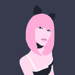 Fashion minimal illustration. Party Retro glamor Girl
