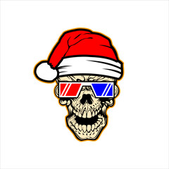illustrasion vector of santa claus skull
