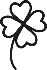 Black four leaf clover icon on white background. Simple vector illustration for St. Patrick's Day. Clover silhouette. Vector element for website page, mobile app, print shops