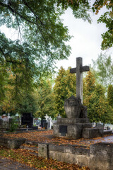 Tomb of doctor Dusan Makovicky in cemetery in town Ruzomberok, Slovakia