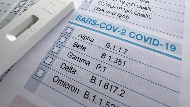 Covid antigen test and Request form medical with variant list COVID-19 virus. Negative Rapid test and medical report for healthcare check for Coronavirus disease.