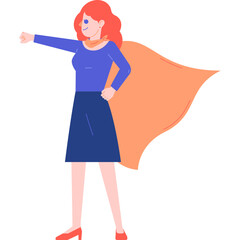 woman employee superwoman flat illustration organic style for website, web, application, presentation, printing, document, poster design, etc.