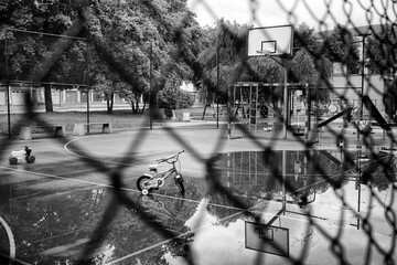 closed playground due to bad rainy weather