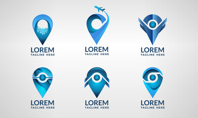 Set collection of modern pin logo
