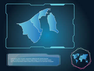 Brunei Darussalam Map infographic technology blue Color element collection background