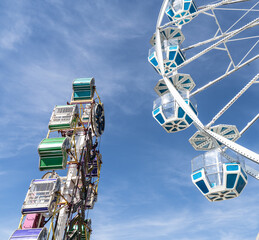 Ferris Wheel against blue-sky background, no people