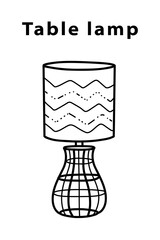 Classic doodle-style table lamp for Living room, hand-drawn different types of styles, modern and vintage