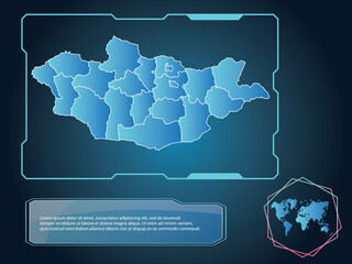 Mongolia Map infographic technology blue Color element collection background