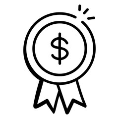 An editable doodle icon of business reward 