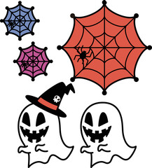 ハロウィンのお化けと蜘蛛の素材