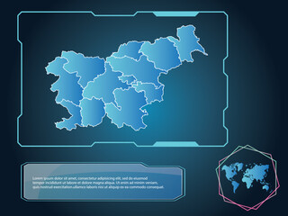 Slovenia Map infographic technology blue Color element collection background