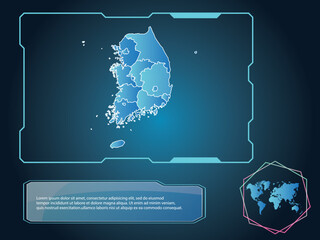 South Korea Map infographic technology blue Color element collection background