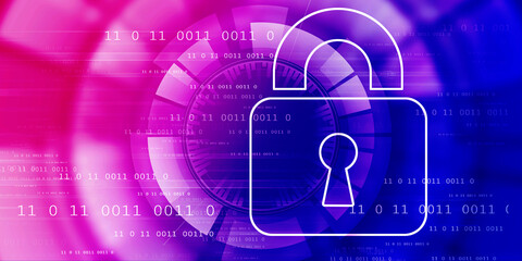 2d illustration Safety concept: Closed Padlock on digital background