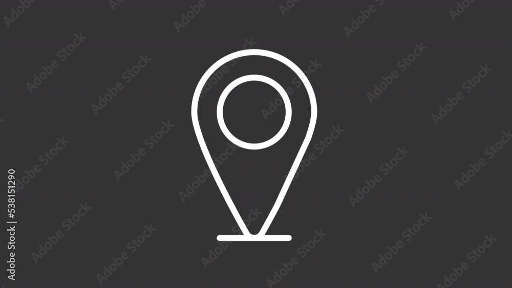 Poster animated location white line icon. travel destination point. map marker. route pointer. seamless loo