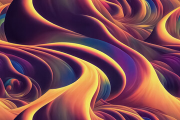 Fototapeta na wymiar Abstract wavy psychedelic groovy retro style futuristic cosmic background. Digital 3D illustration.