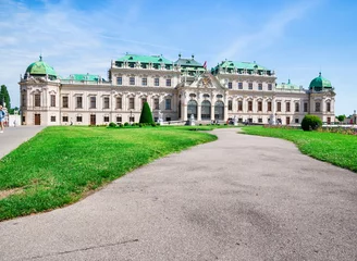 Deurstickers View with Belvedere Palace (Schloss Belvedere) built in Baroque architectural style and located in Vienna, Austria © Cristi