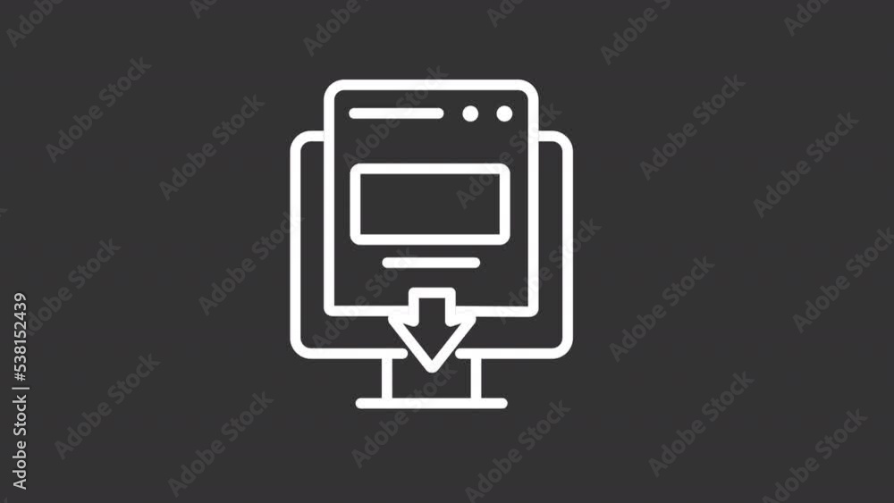 Poster animated landing white line icon. website capture page. promotional information. seamless loop hd vi