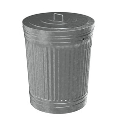 3d rendering illustration of a metallic trash can closed