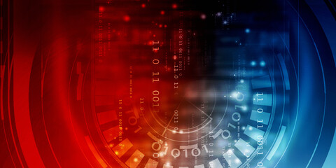 2d illustration Abstract futuristic electronic circuit technology background