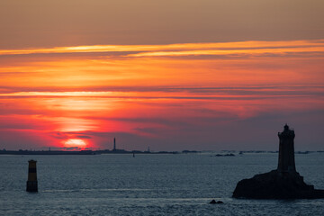 The Vieille lighthouse under warm sunset - 538152859