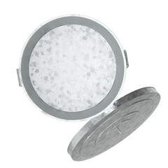 3d rendering illustration of a metallic trash can with lid