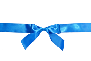 Blue bow with ribbon, isolated