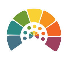 Colorful semicircle, infographic for seven positions, isolated