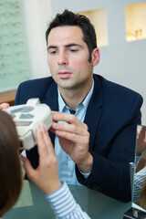 a patient testing eye problem