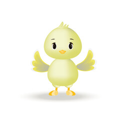 Vector chick. Cute chicken, 3d cartoon character.  Kawaii bird. Suitable for baby products, children's books, goods.