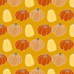 seamless pumpkin pattern illustration hand drawn, colourful background 