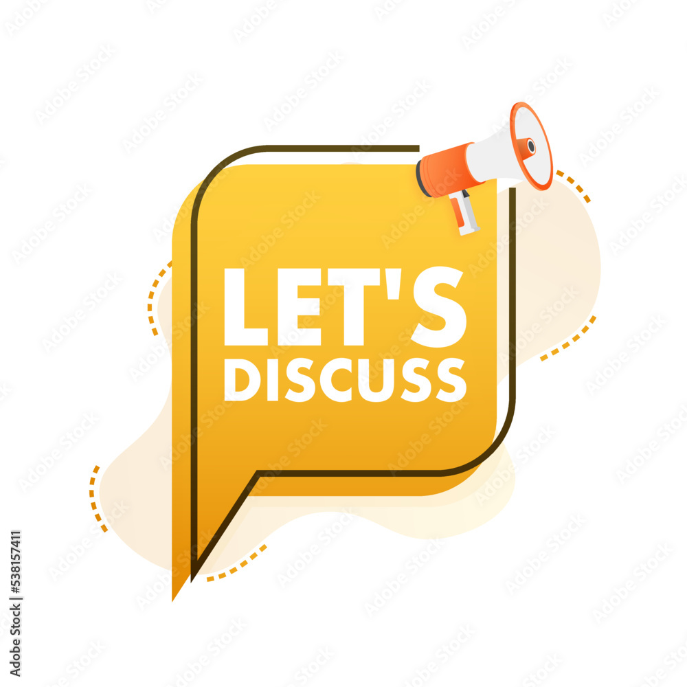 Aufkleber speech bubble with lets discuss text. megaphone banner. web design. vector stock illustration