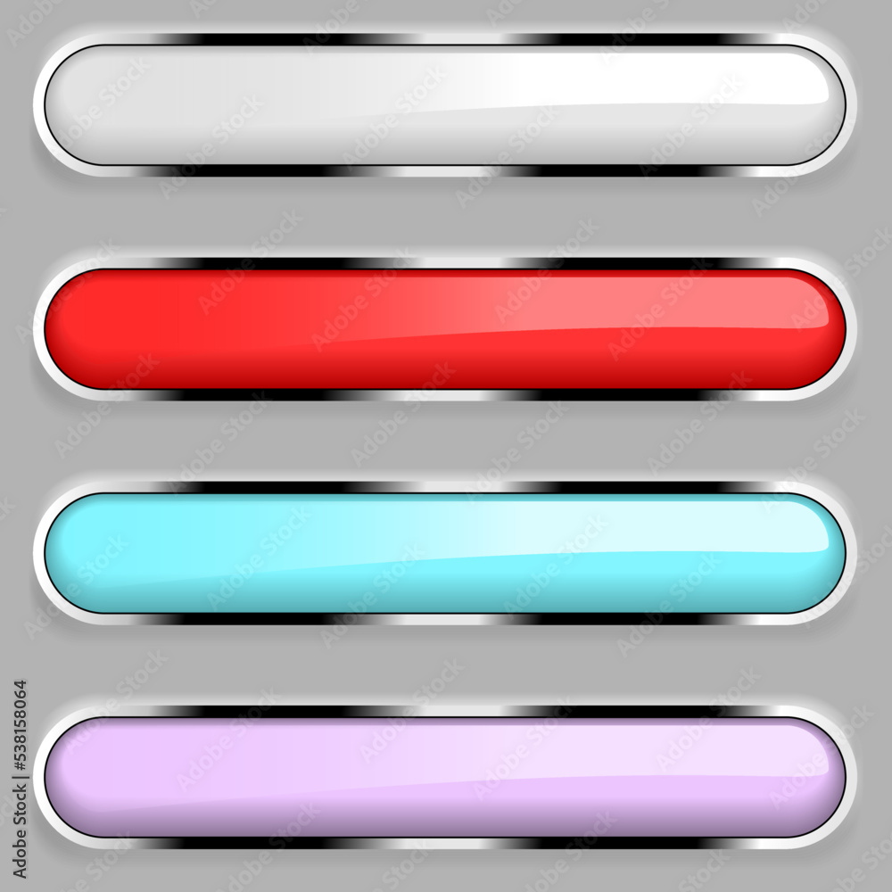 Poster rectangle buttons set with bold chrome frame