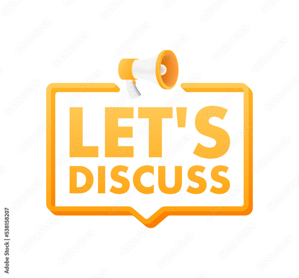 Aufkleber speech bubble with lets discuss text. megaphone banner. web design. vector stock illustration
