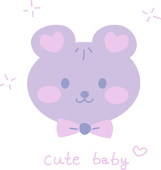 Obraz na płótnie Canvas Cute kawaii bear, illustration on white background. Simple cartoon teddy for kids