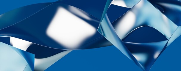 Abstract blue wave on a blue background with interesting light refraction 3d render
