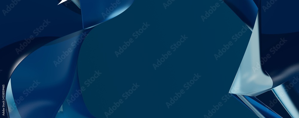 Poster creative abstract technology blue background with 3d concept. abstract particles blue wave minimalis