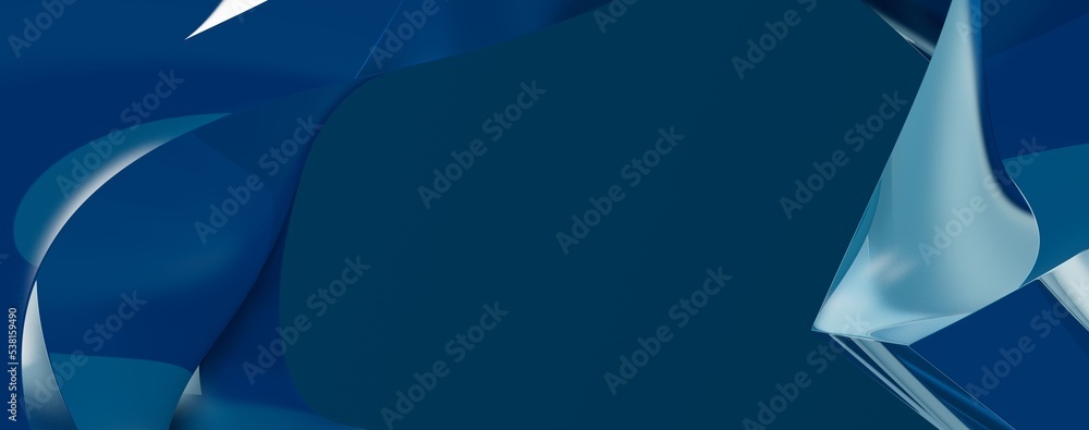Poster blue wave abstract background 3d rendering flat design style
