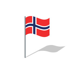 Norway flag on pole vector graphics