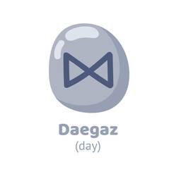 Daegaz rune, runic inscription engraving on grey stone. Magic, witchcraft, game element. Nordic alphabet, viking letter. Hand drawn flat vector illustration.