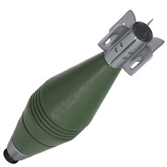 3d rendering illustration of a mortar shell round